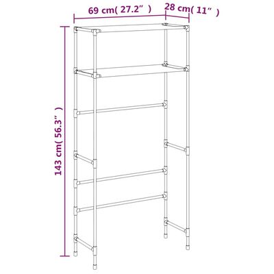 vidaXL Wasmachinerek 2-laags 69x28x143 cm ijzer zwart