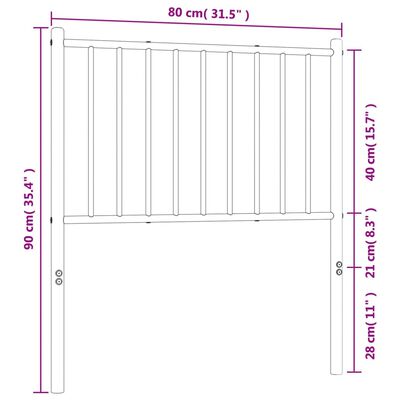 vidaXL Hoofdbord metaal wit 75 cm