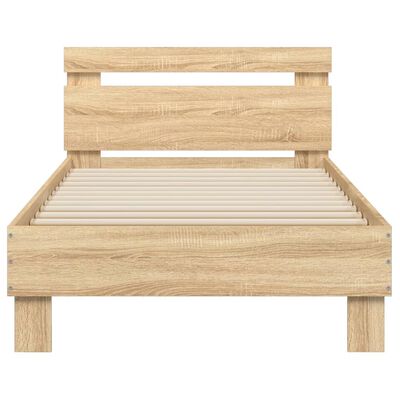 vidaXL Bedframe met hoofdbord zonder matras sonoma eiken 90x190 cm