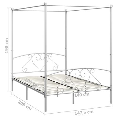 vidaXL Hemelbedframe metaal wit 140x200 cm