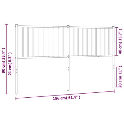 vidaXL Hoofdbord 150 cm metaal wit