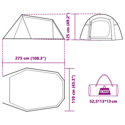 vidaXL Tunneltent 3-persoons waterdicht blauw