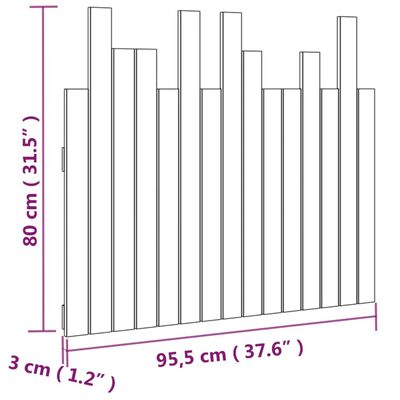 vidaXL Hoofdbord wandmontage 95,5x3x80 cm massief grenenhout