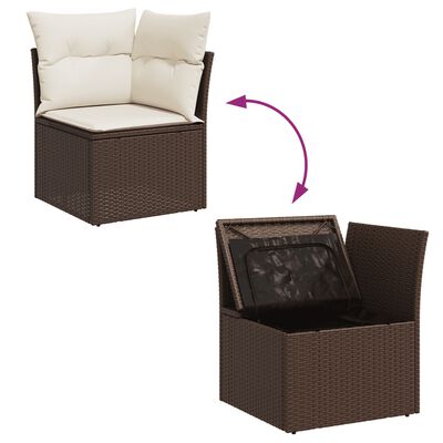 vidaXL 6-delige Loungeset met kussens poly rattan bruin