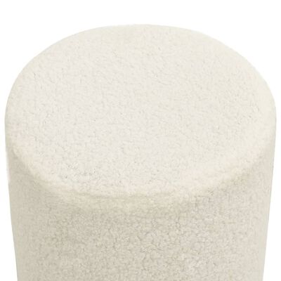 vidaXL Hocker rond fleece wit