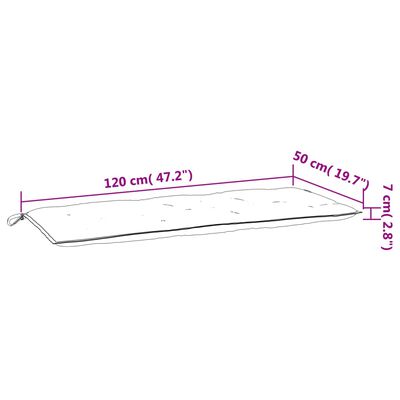 vidaXL Tuinbankkussen bladpatroon 120x50x7 cm stof