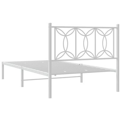 vidaXL Bedframe met hoofdbord metaal wit 100x200 cm