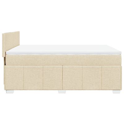 vidaXL Boxspring met matras stof crèmekleurig 140x190 cm