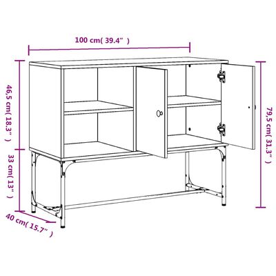 vidaXL Dressoir 100x40x79,5 cm bewerkt hout bruin eikenkleur