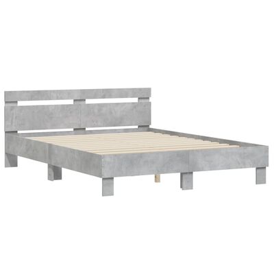 vidaXL Bedframe met hoofdeinde bewerkt hout betongrijs 140x200 cm