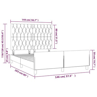 vidaXL Bedframe met hoofdeinde fluweel lichtgrijs 140x200 cm