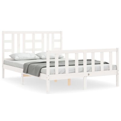 vidaXL Bedframe met hoofdbord massief hout wit