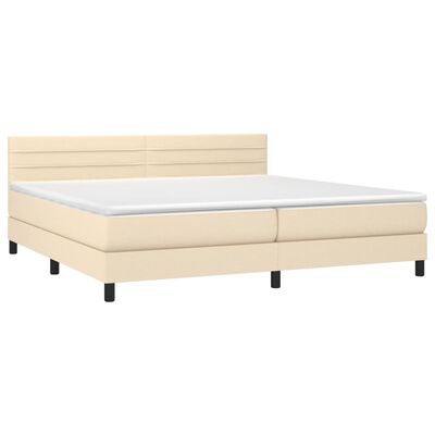 vidaXL Boxspring met matras en LED stof crèmekleurig 200x200 cm