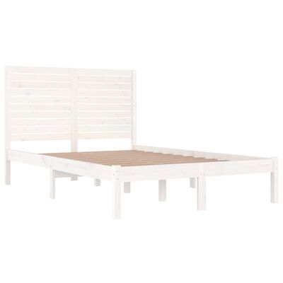 vidaXL Bedframe massief hout wit 135x190 cm