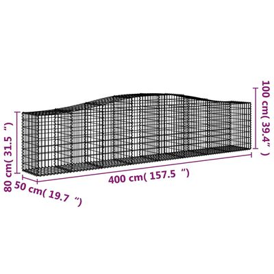 vidaXL Schanskorven 6 st gewelfd 400x50x80/100 cm gegalvaniseerd ijzer