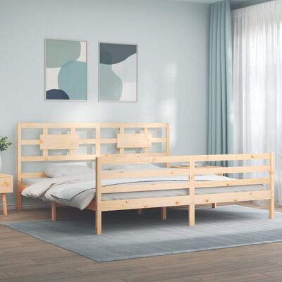 vidaXL Bedframe met hoofdbord massief hout