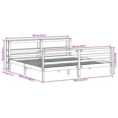 vidaXL Bedframe zonder matras massief grenenhout wit 180x200 cm