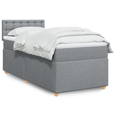 vidaXL Boxspring met matras stof lichtgrijs 90x200 cm