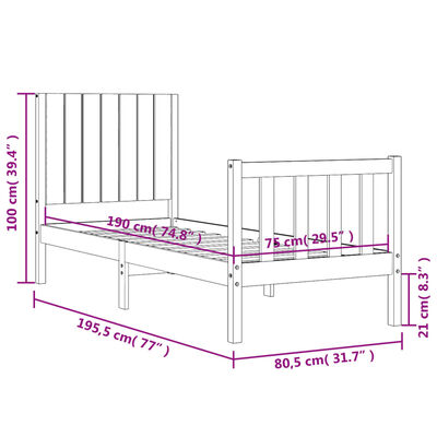 vidaXL Bedframe met hoofdbord massief hout