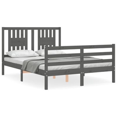 vidaXL Bedframe met hoofdbord massief hout grijs