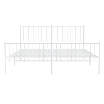 vidaXL Bedframe met hoofd- en voeteneinde metaal wit 183x213 cm