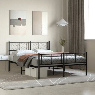 vidaXL Bedframe met hoofd- en voeteneinde metaal zwart 120x200 cm