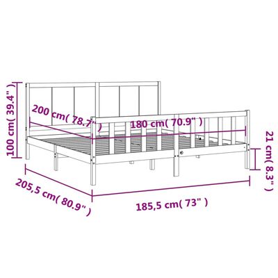 vidaXL Bedframe met hoofdbord massief hout