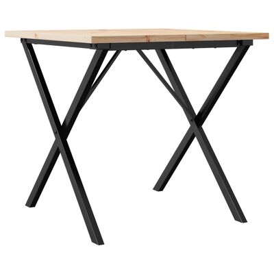 vidaXL Eettafel X-frame 90x90x75,5 cm massief grenenhout en gietijzer