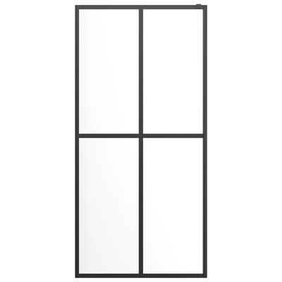 vidaXL Inloopdouchewand met schap 90x195 cm ESG-glas aluminium zwart