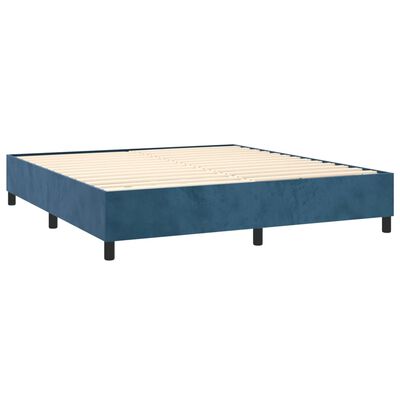 vidaXL Boxspring met matras fluweel donkerblauw 160x200 cm