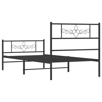 vidaXL Bedframe met hoofd- en voeteneinde metaal zwart 100x200 cm