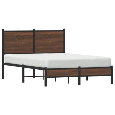 vidaXL Bedframe met hoofdbord metaal bruin eikenkleurig 120x190 cm