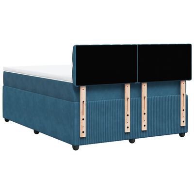 vidaXL Boxspring met matras fluweel blauw 140x190 cm