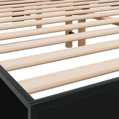 vidaXL Bedframe bewerkt hout metaal zwart 150x200 cm