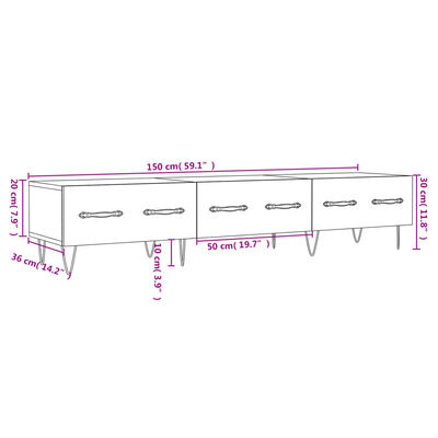 vidaXL Tv-meubel 150x36x30 cm bewerkt hout wit