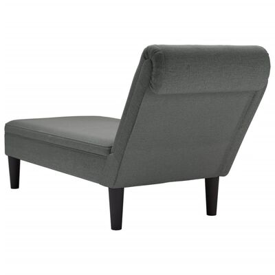 vidaXL Chaise longue met kussen en rechterarmleuning stof donkergrijs