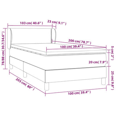 vidaXL Boxspring met matras fluweel roze 100x200 cm