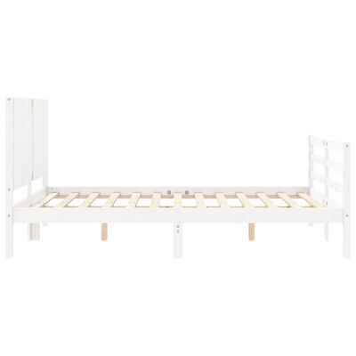 vidaXL Bedframe met hoofdbord massief hout wit