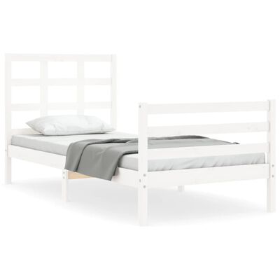 vidaXL Bedframe met hoofdbord massief hout wit