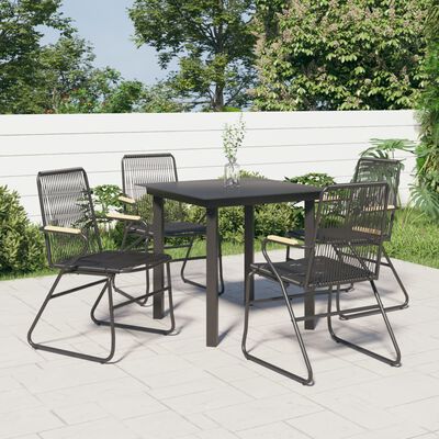 vidaXL 5-delige Tuinset PVC-rattan zwart