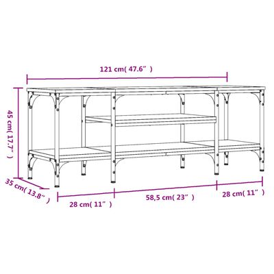 vidaXL Tv-meubel 121x35x45 cm bewerkt hout en ijzer zwart