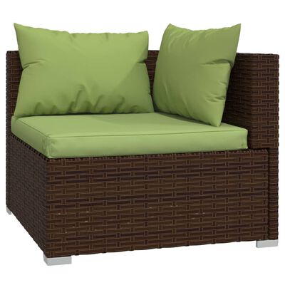 vidaXL 12-delige Loungeset met kussens poly rattan bruin