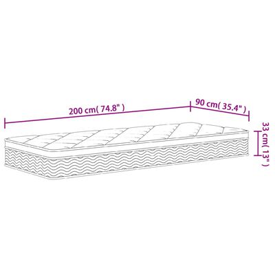 vidaXL Pocketveringmatras middelhard-plus 90x200 cm