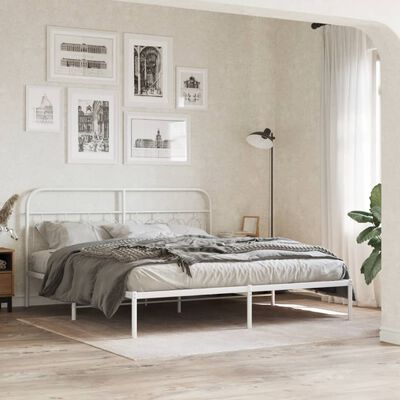 vidaXL Bedframe met hoofdbord metaal wit 183x213 cm