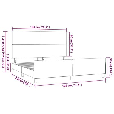 vidaXL Bedframe met hoofdbord kunstleer cappuccinokleurig 180x200 cm