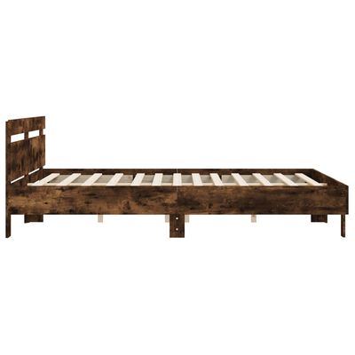 vidaXL Bedframe met hoofdeinde bewerkt hout gerookt eiken 160x200 cm