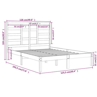 vidaXL Bedframe massief hout wit 120x190 cm