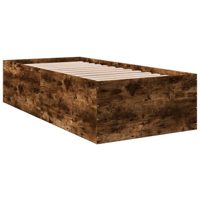 vidaXL Bedframe bewerkt hout gerookt eikenkleurig 90x200 cm