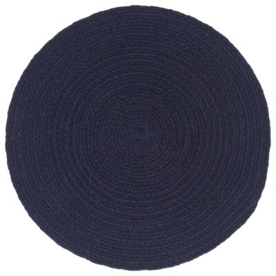 vidaXL Placemats 6 st rond 38 cm katoen effen marineblauw