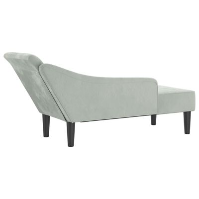 vidaXL Chaise longue met kussens fluweel lichtgrijs